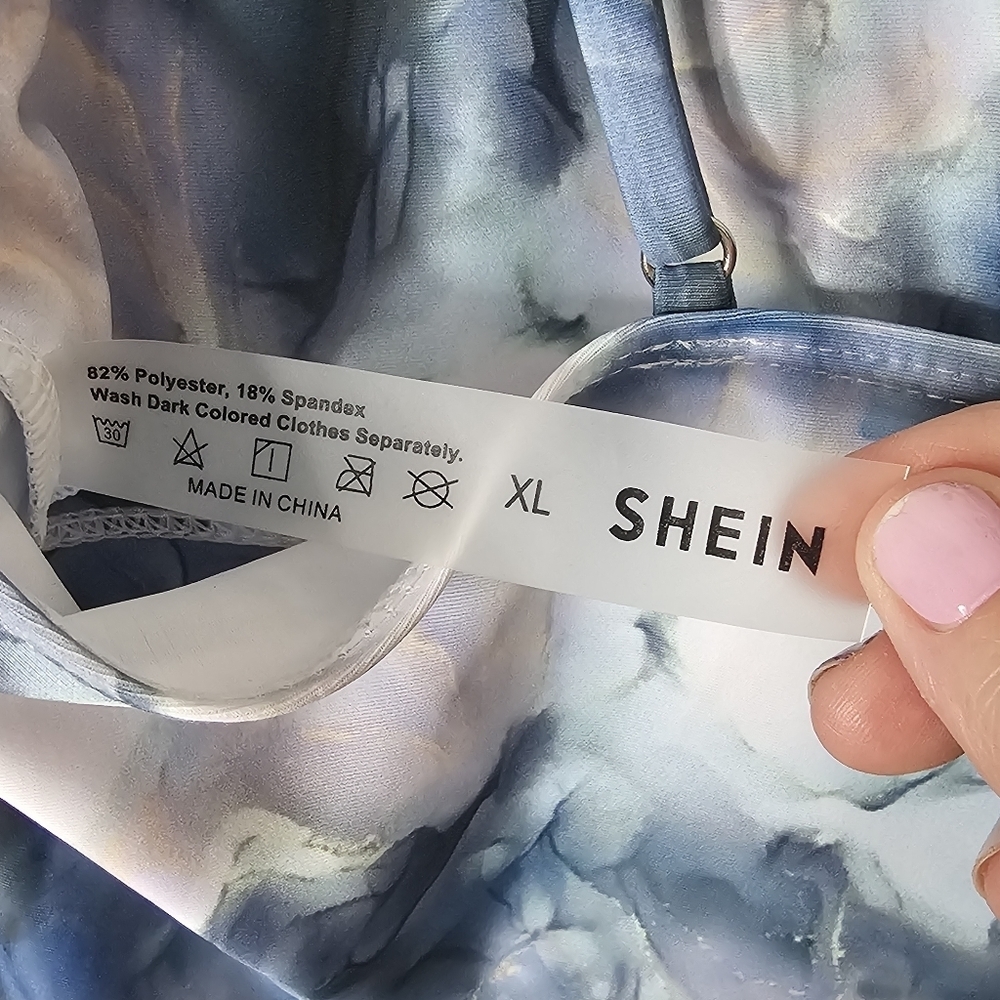 Shein Watercolor Bikini Top Size XL Blue White Swim Swimsuit Beach Coastal Pool - Picture 6 of 9